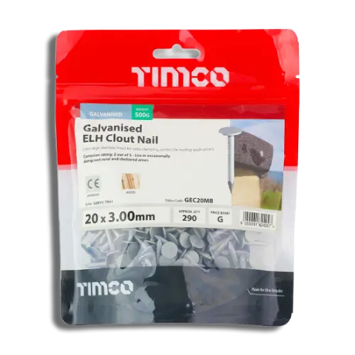 TIMCO Clout Nail ELH Galvanised 20 x 3.00 0.5kg Bag