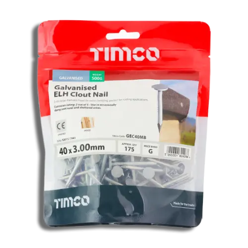 TIMCO Clout Nail ELH Galvanised 40 x 3.00 0.5kg Bag