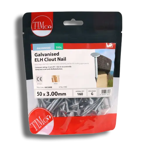 TIMCO Clout Nail ELH Galvanised 50 x 3.00 0.5kg Bag
