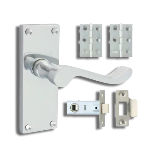 Victorian Scroll Latch Door Pack - Satin Chrome