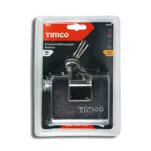 TIMCO Armoured Rectangular Padlock 90mm