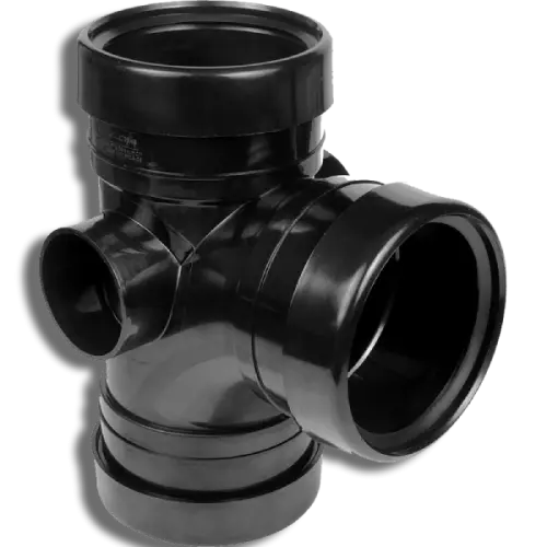 110mm Black Pushfit Soil Triple Socket Branch 92.5'