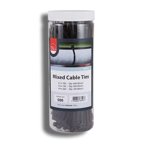 TIMCO Cable Ties Mixed Black Tube 500