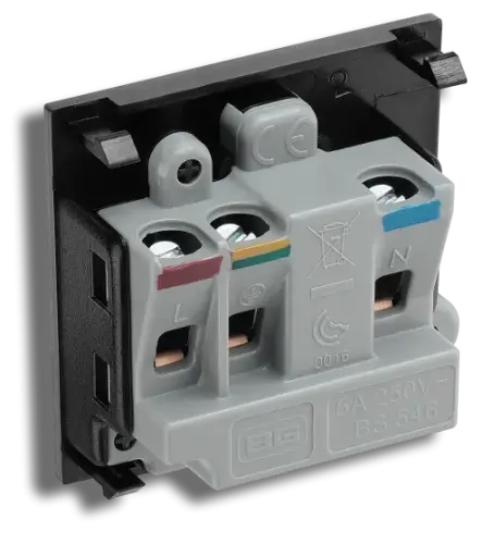 BG Black Euro Module 5A Unswitched Socket Module (5070051) - EpicCentre Supply Ltd
