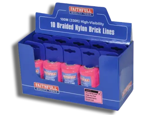 Faithfull FAIBLHVP Hi-Vis Nylon Brick Line Orange 100m