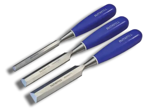 Faithfull FAIWCBS3BC Bevel Edge Chisel Blue Grip Set 3 Piece