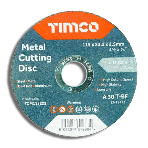 115 x 2.5 x 22.2 TIMCO Abrasive Flat Wheel Metal Disc