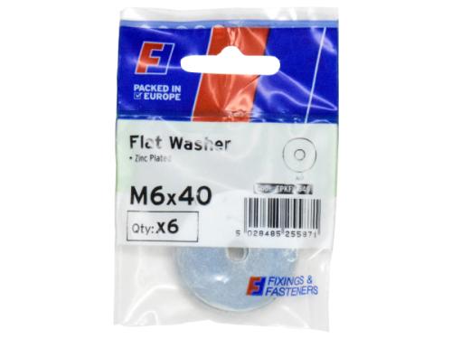 M10 x 40mm ForgePack Flat Washer PK6 ZP
