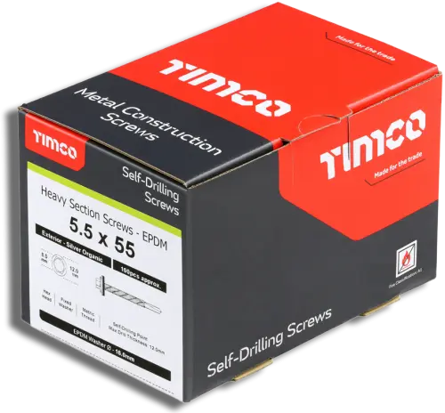 Timco Metal Construction Heavy Section EPDM Washer Hex S/D Screw 5.5 x 55 PK100