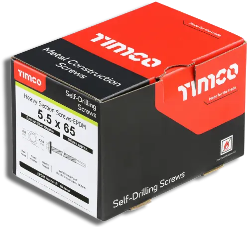 Timco Metal Construction Heavy Section EPDM Washer Hex S/D Screw 5.5 x 65mm PK100