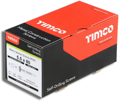 TIMCO Metal Construction Heavy Section EPDM Washer Hex S/D Screw 5.5 x 80mm PK100