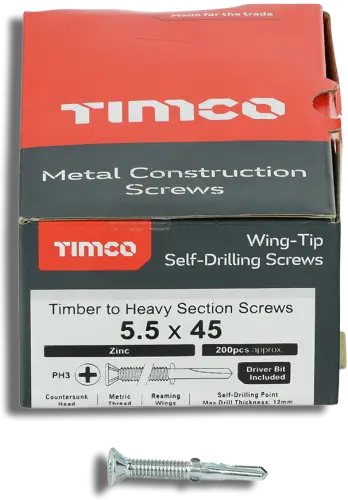 TIMCO Wing-Tip S/D Screws Countersunk PH Zinc 5.5mm (8110001M) - EpicCentre Supply Ltd
