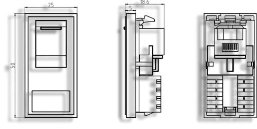Knightsbridge Black CAT5 RJ45 Outlet Module 25x50mm (5090007) - EpicCentre Supply Ltd