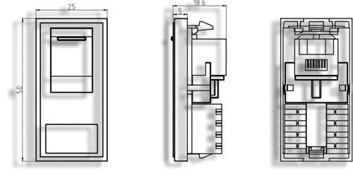 Knightsbridge Black CAT6 RJ45 Outlet Module 25x50mm (5090009) - EpicCentre Supply Ltd