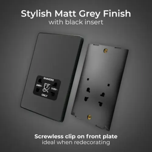 BG Evolve Matt Grey Dual Voltage Shaver Socket (5070047) - EpicCentre Supply Ltd