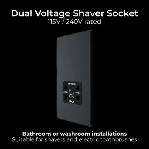 BG Evolve Matt Grey Dual Voltage Shaver Socket (5070047) - EpicCentre Supply Ltd