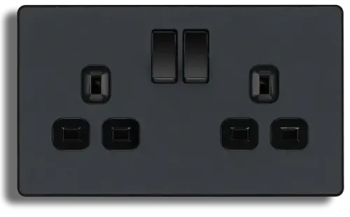 BG Evolve 13A Matt Grey Power Socket Double Switched