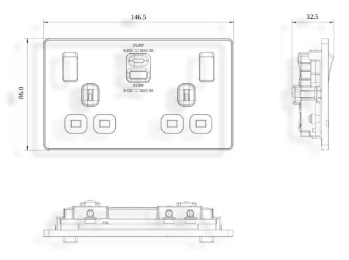 BG Evolve 13A Matt Grey Power USB Socket Double Switched (5070045) - EpicCentre Supply Ltd