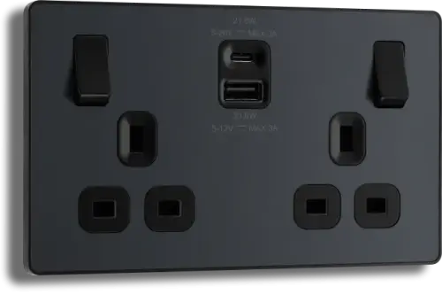 BG Evolve 13A Matt Grey Power USB Socket Double Switched (5070045) - EpicCentre Supply Ltd
