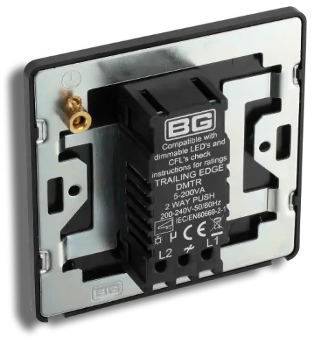 BG Evolve Blck Trailing Edge Led 200w Double Dimmer Switch 2-way (5070056) - EpicCentre Supply Ltd