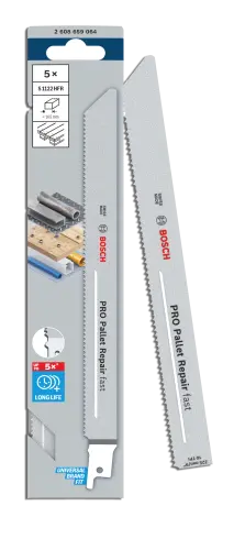 Bosch S1122HF Sabre Saw Blade Flexible For Wood and Metal PK 5