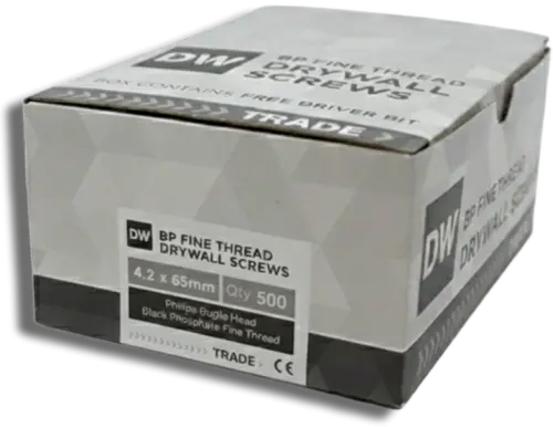 SAMAC DW Fine Thread Drywall Screws Black 4.2 x 65 PK 500