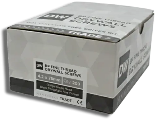 SAMAC DW Fine Thread Drywall Screws Black 4.2 x 75 PK 200