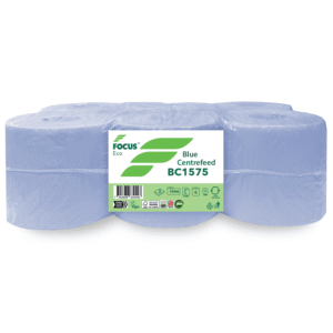 Focus ECO Blue Centrefeed Roll 2 Ply 75mm x 150m Flat Sheet – Case of 6 Rolls