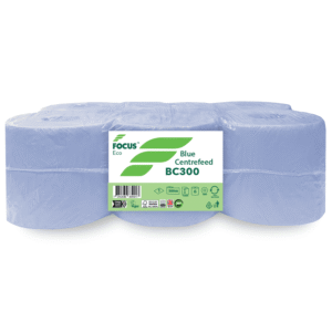 Focus ECO Blue Centrefeed Roll 1 Ply 300m – Case of 6 Rolls