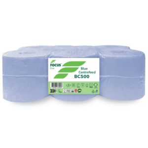 Focus ECO Blue Centrefeed Roll 2 Ply 500 Sheets Laminated Embossed – Case of 6 Rolls