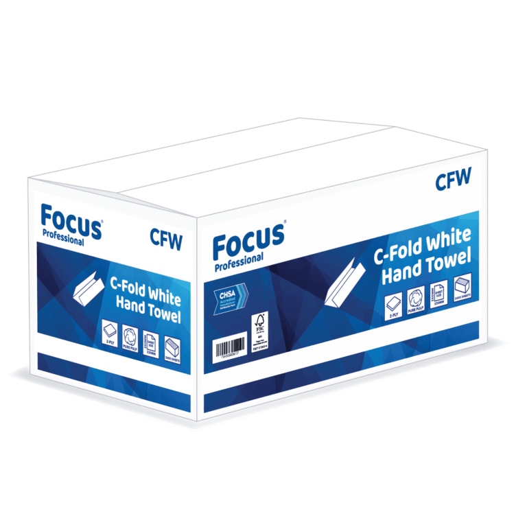 Focus Professional White C-Fold Hand Towels 2 Ply 220mm x 250mm – Case of 2400 Towels