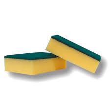 Sponge Back Scourer Yellow/Green 13x8cm Pack 10