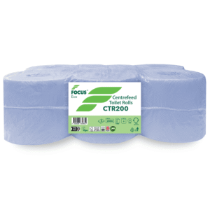 Focus ECO Centrefeed Toilet Roll White 2 Ply 200m 118mm 60mm Core – Case of 6 Rolls