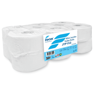 Focus Professional Mini Jumbo Toilet Roll White 2 Ply 150m 60mm Core – Case of 12 Rolls