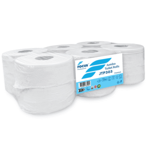Focus Professional Jumbo Toilet Roll White 2 Ply 300m 76mm Core – Case of 6 Rolls