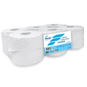 Focus Professional Jumbo Toilet Roll White 2 Ply 400m 76mm Core – Case of 6 Rolls