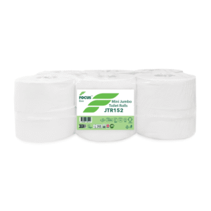Focus ECO Mini Jumbo Toilet Roll White 2 Ply 150m 60mm Core – Case of 12 Rolls
