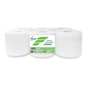 Focus ECO Jumbo Toilet Roll White 2 Ply 400m 76mm Core – Case of 6 Rolls