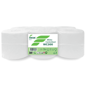 Focus ECO White Centrefeed Roll 1 Ply 300m – Case of 6 Rolls