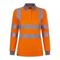 Beeswift Ewear recyclable womens hi vis l/s polo shirt orange