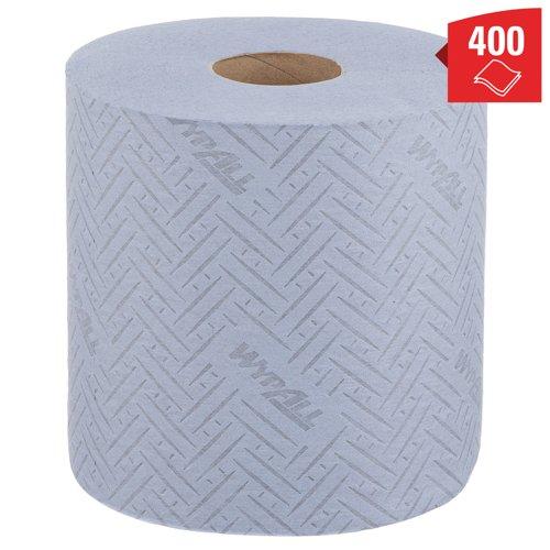 WypAll® L20 General Clean™ Medium Duty Wipes 7277 - 2 Ply Centrefeed Rolls - 6 Blue Rolls x 400 Paper Wipers (2,400 total)