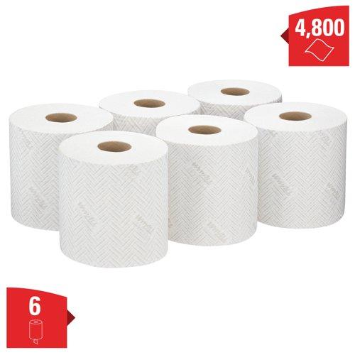 WypAll® L10 General Clean™ Light Duty Wipes 7256 - 1 Ply White Cleaning Wipes - 6 Centrefeed Rolls x 800 Paper Wipes (4,800 total)