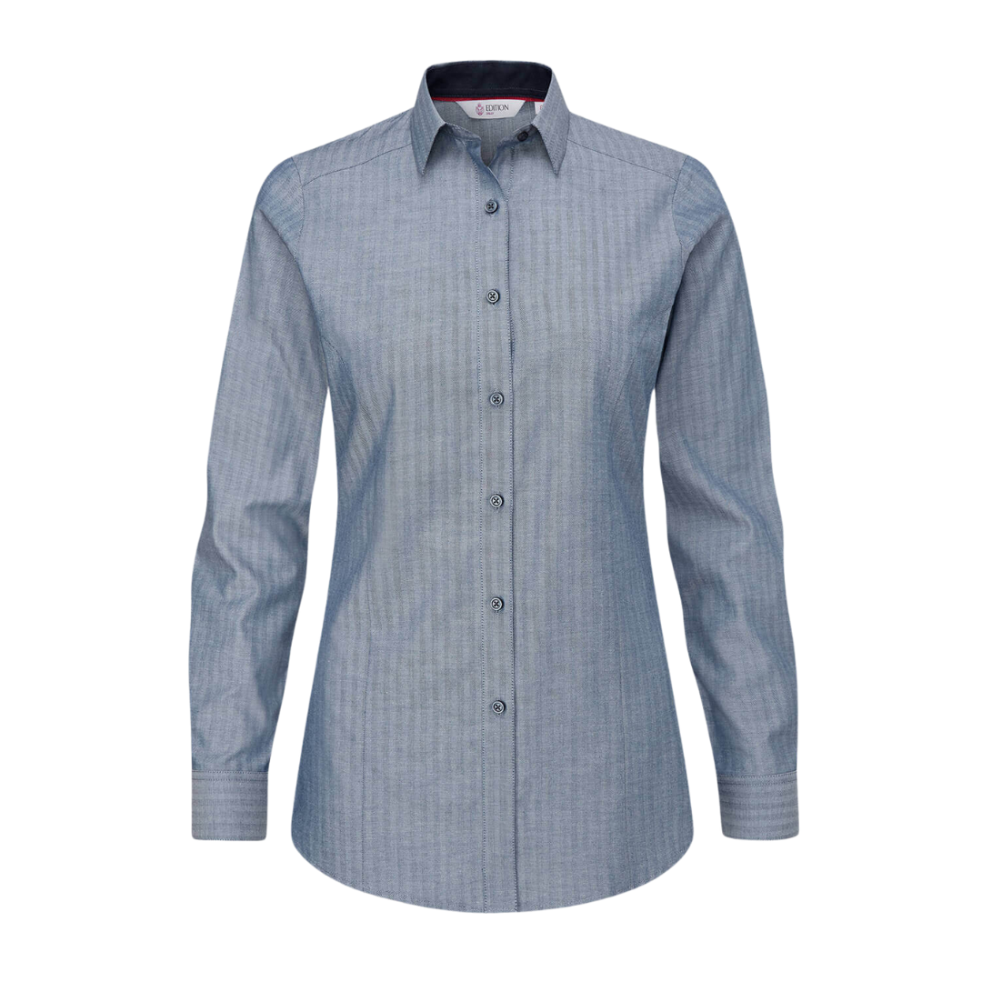 Ladies Faith Range Long Sleeve Blouse Indigo