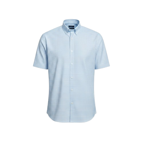 Men's Baltimore Short Sleeve Check Shirt Light Blue