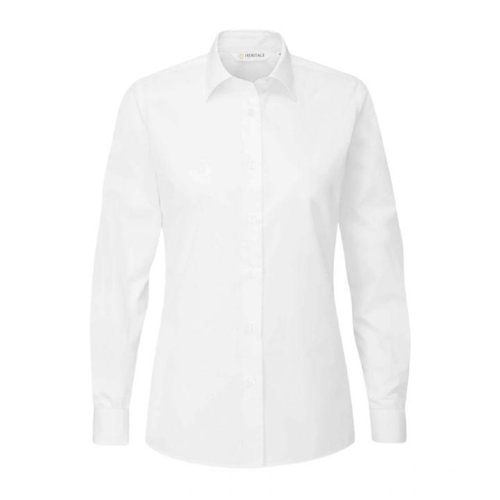 Ladies Caitlyn Collar Long Sleeve Blouse White