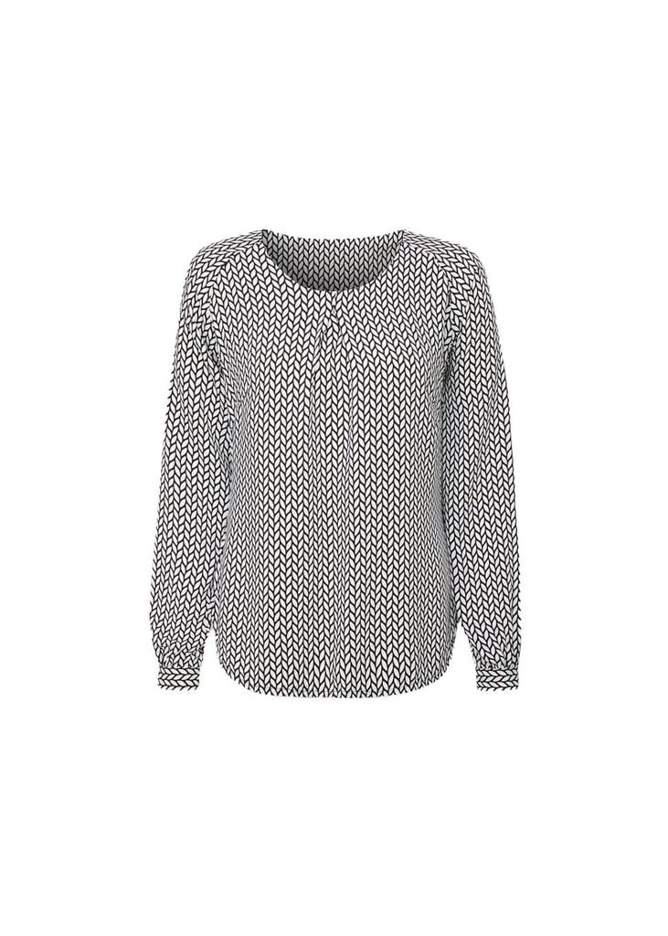 Ladies Catriona Long Sleeve Blouse Black/White