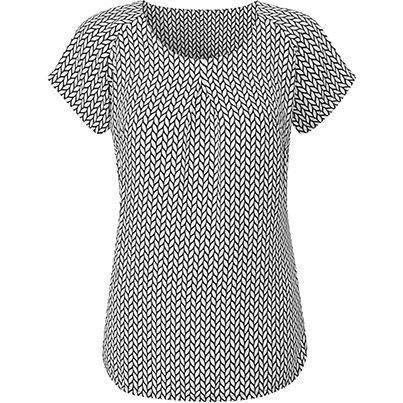 Ladies Catriona Short Sleeve Blouse Black/White