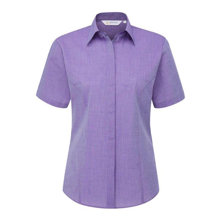 Ladies Edie Heritaage Short Sleeve Blouse Purple