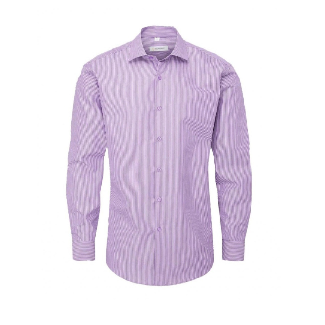 Men's Trillick Long Sleeve Shirt Purple/White Stripe