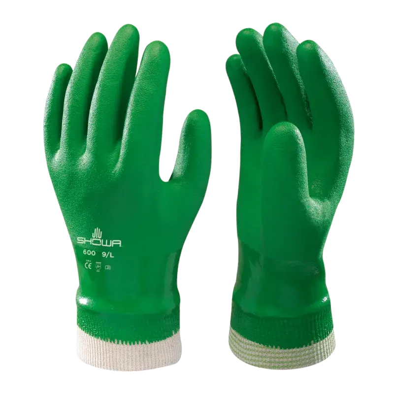 Showa 600 PVC Dipped Gloves Green 10pk
